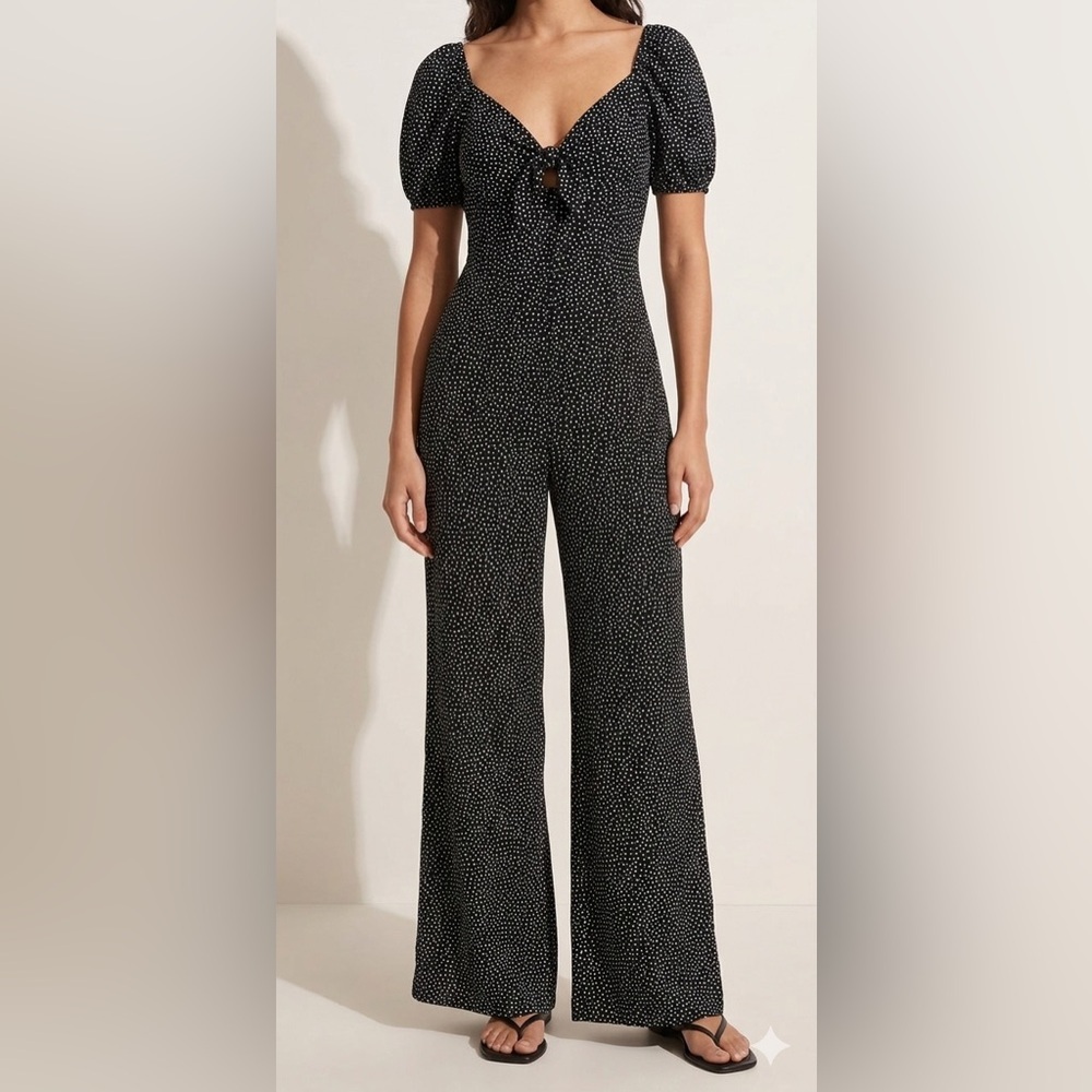 Audrey Black Jumpsuit with White Dots